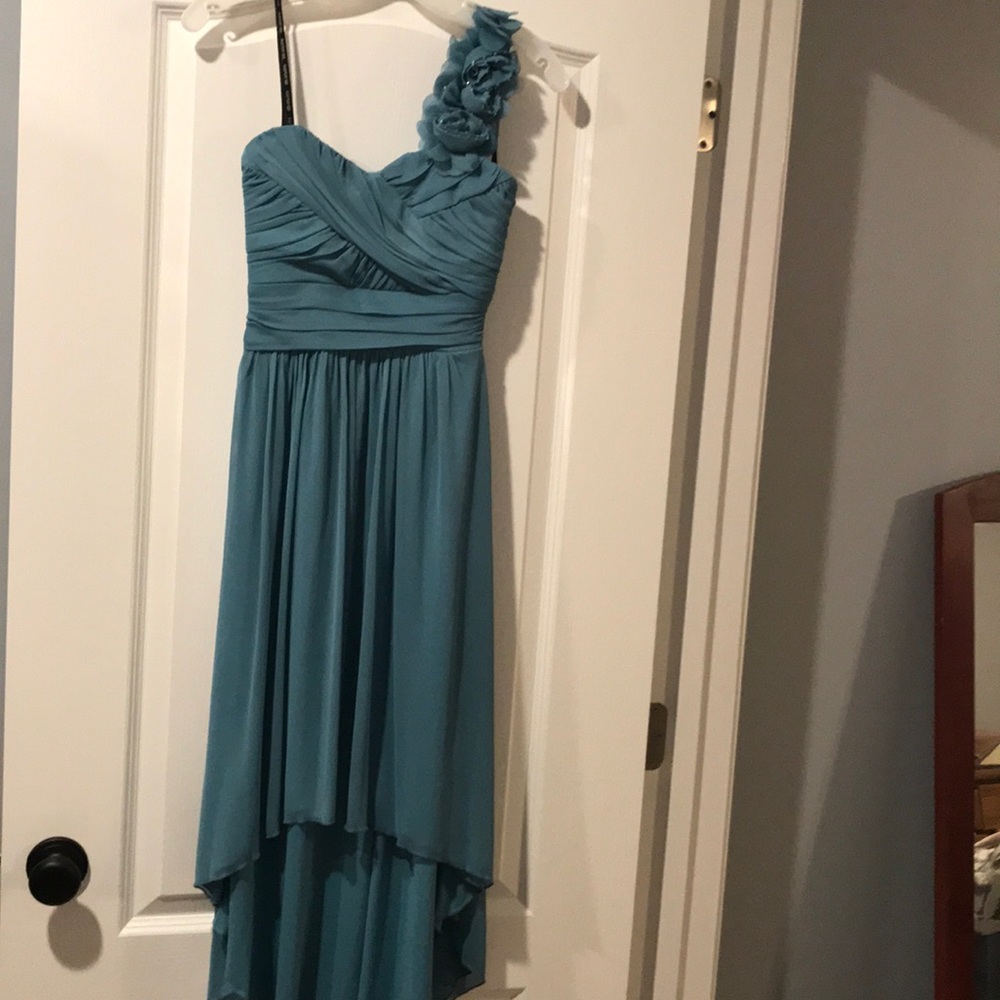David’s Bridal high low, one shoulder dress